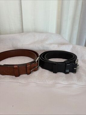 Ralph Lauren belts. One black one brown